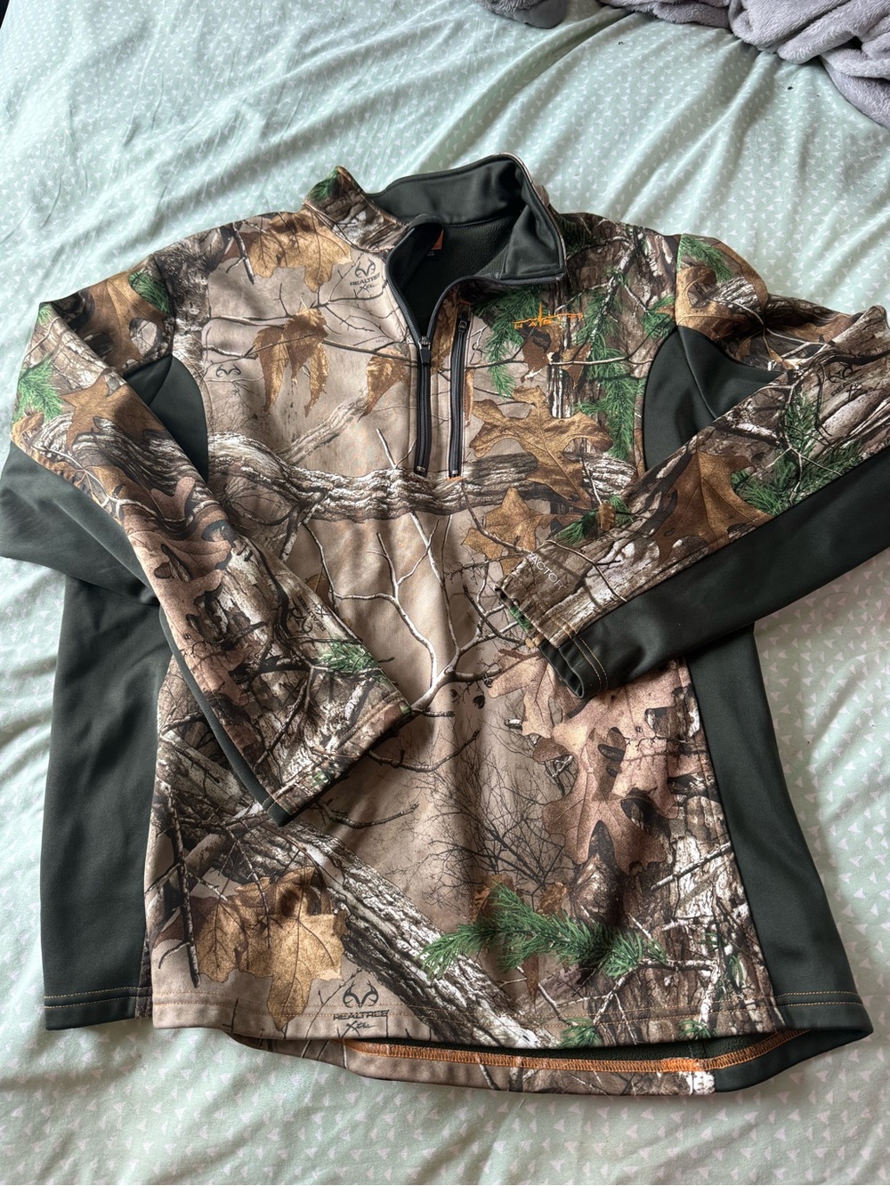 Men's Realtree-Style Camo Quarter-Zip Pullover - Green/Brown